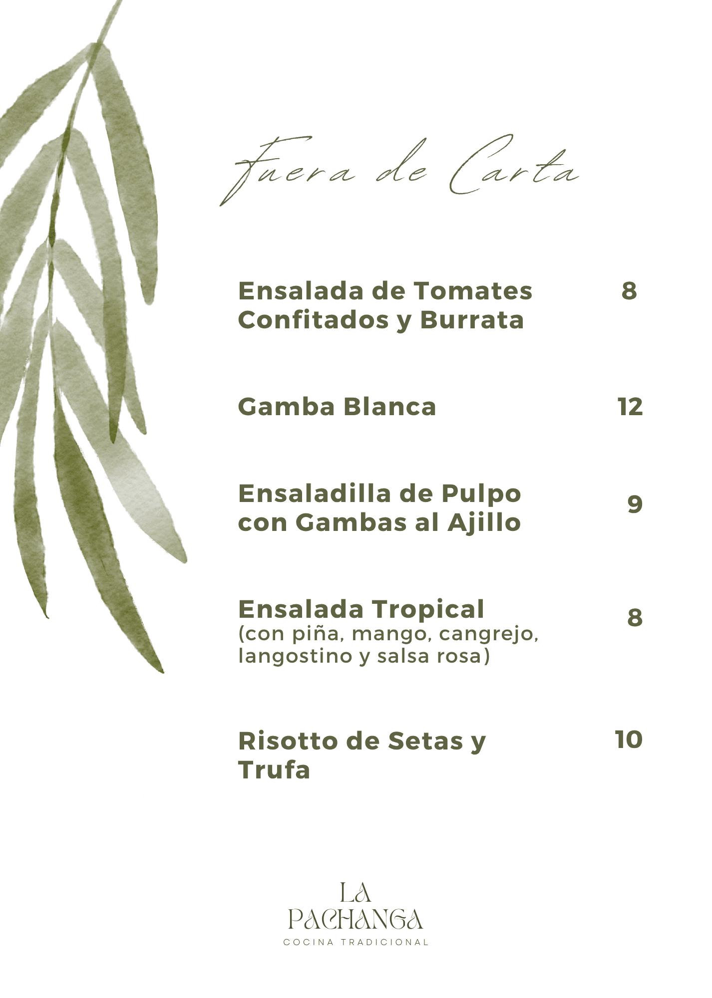 Imagen de platos especiales fuera de carta en La Pachanga Cocina Tradicional.